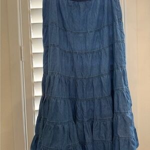 Blue Tiered Maxi Skirt - Casual Denim Style✨✨PL